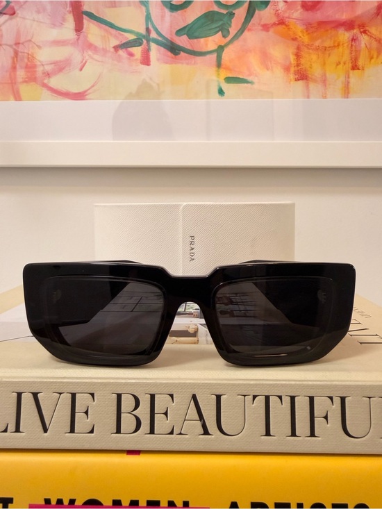 Prada Accessories - Prada Black Oversized Rectangular Sunglasses